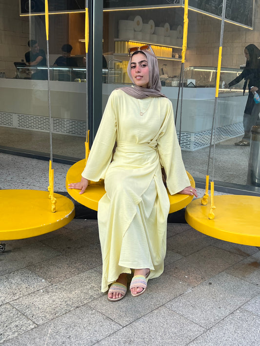 Yellow wrap dress
