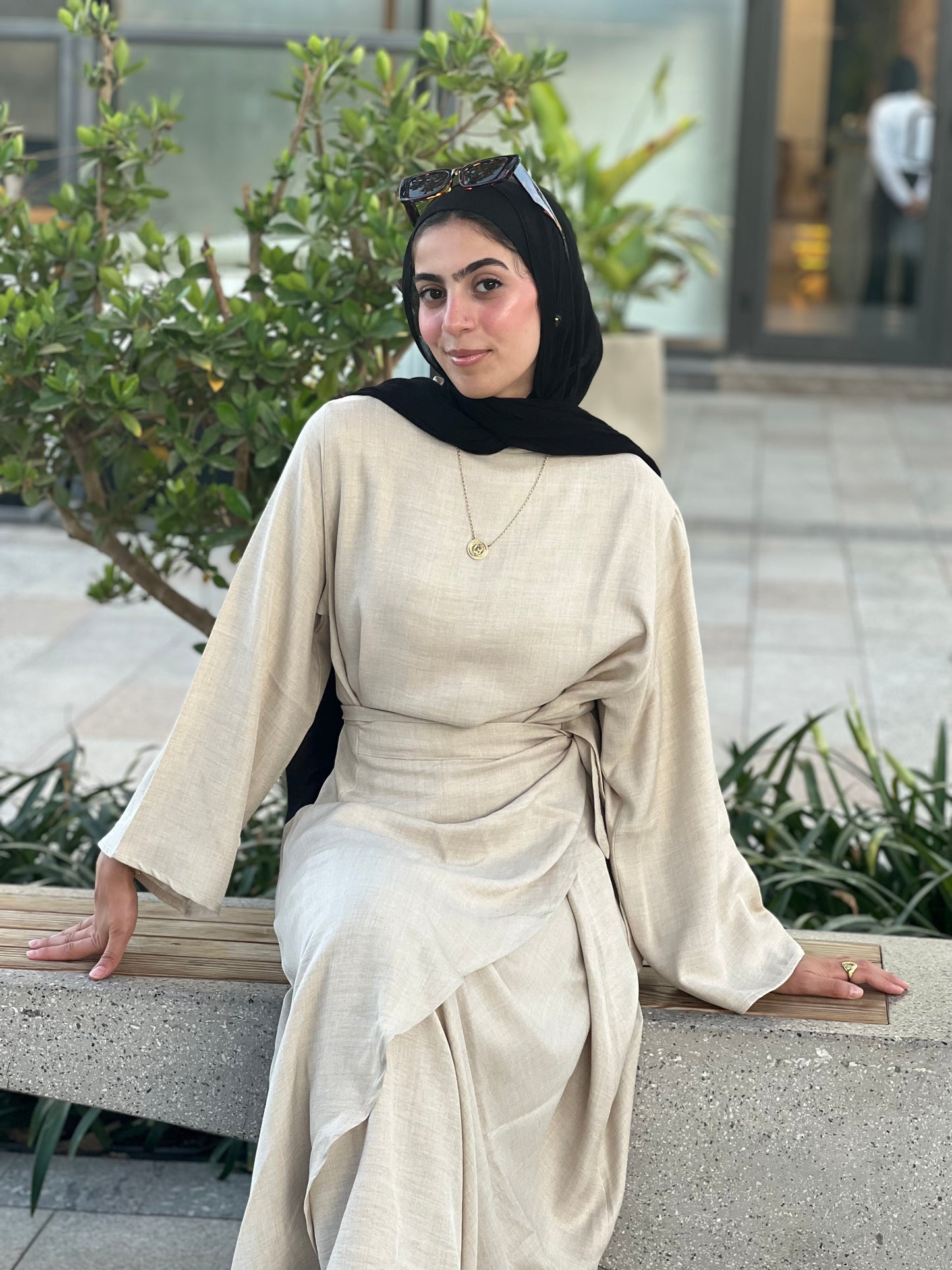Beige wrap dress