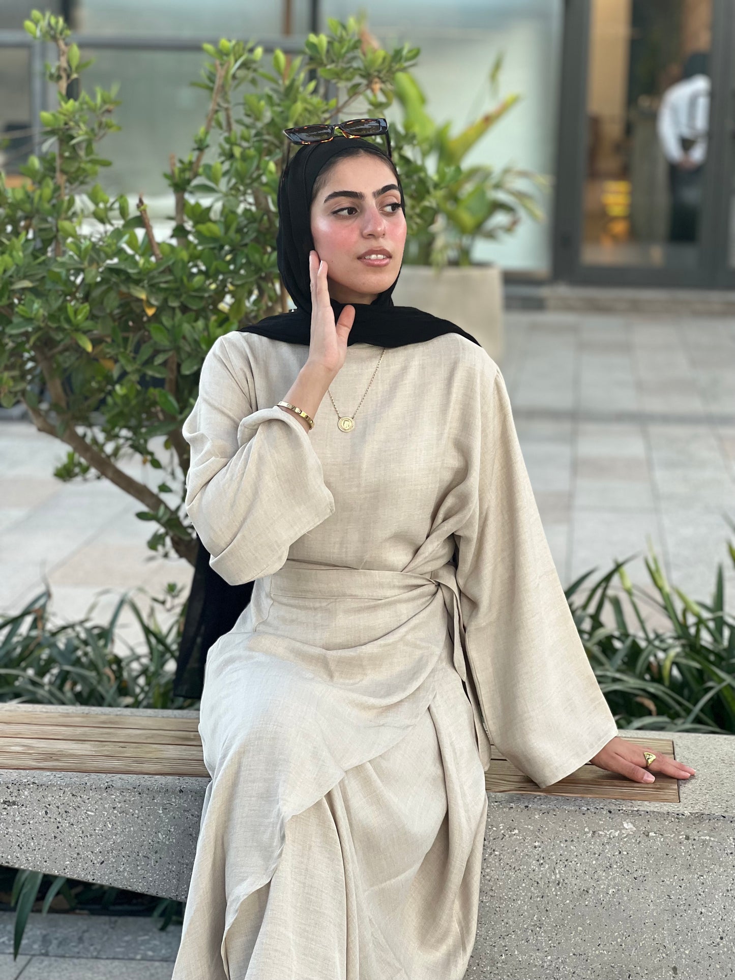 Beige wrap dress